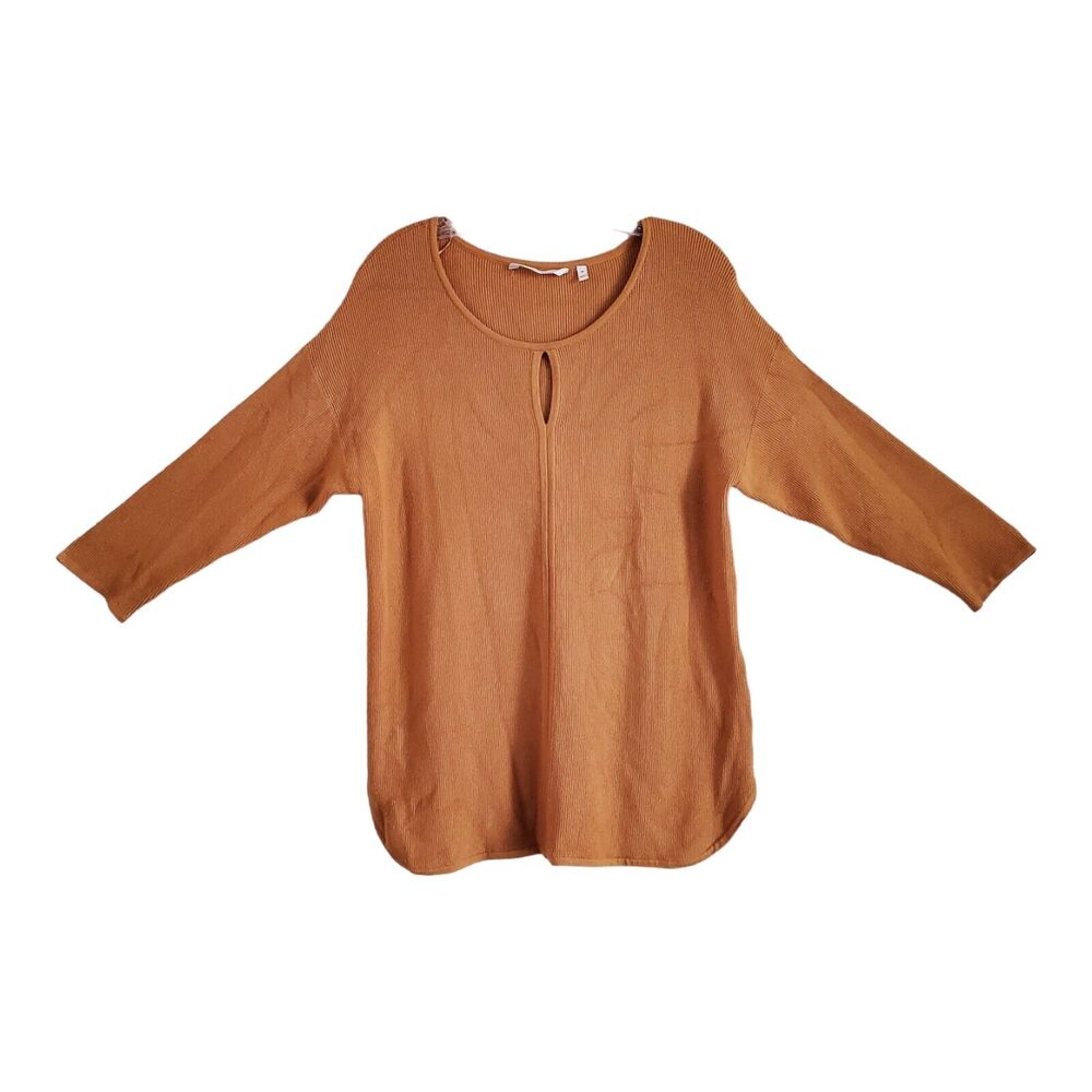 SOFT SURROUNDINGS Women's M Sweater Marigold Yellow Drop Shoulder 3/4 Sleeve 36"